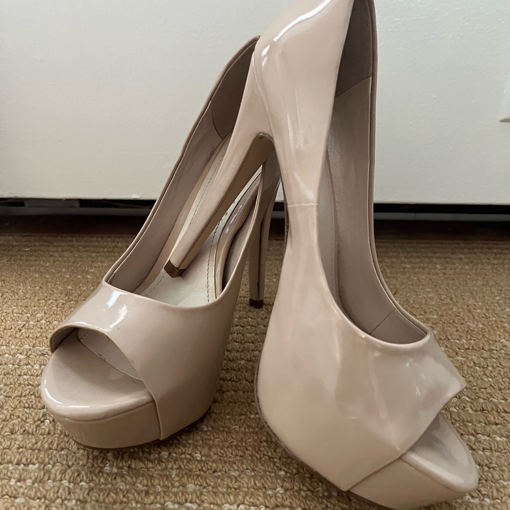 Aldo Beige Peep Toe Heels